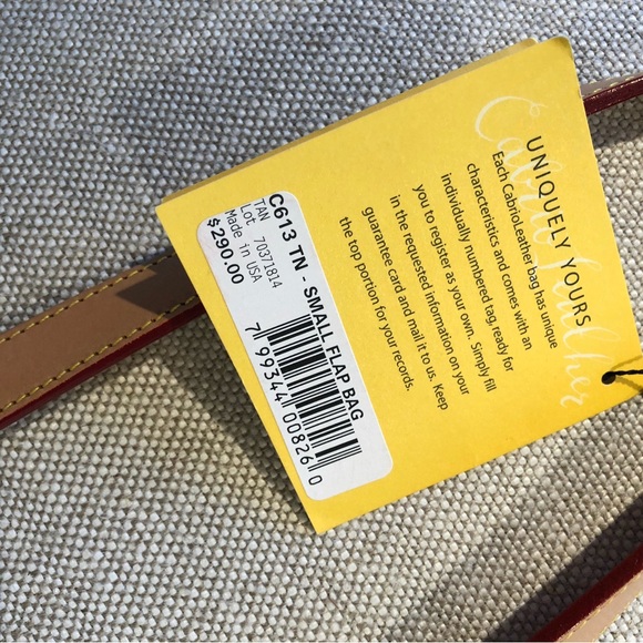 NWT Dooney and Bourke Beige/Tan Cabrio Leather Flap Bag w/ Strap & Gold Accents - Picture 8 of 13